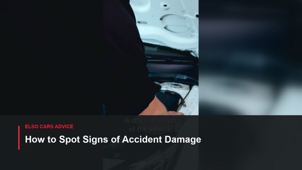 Elso Cars team member showing where to inspect a used car for signs of accident repairs.