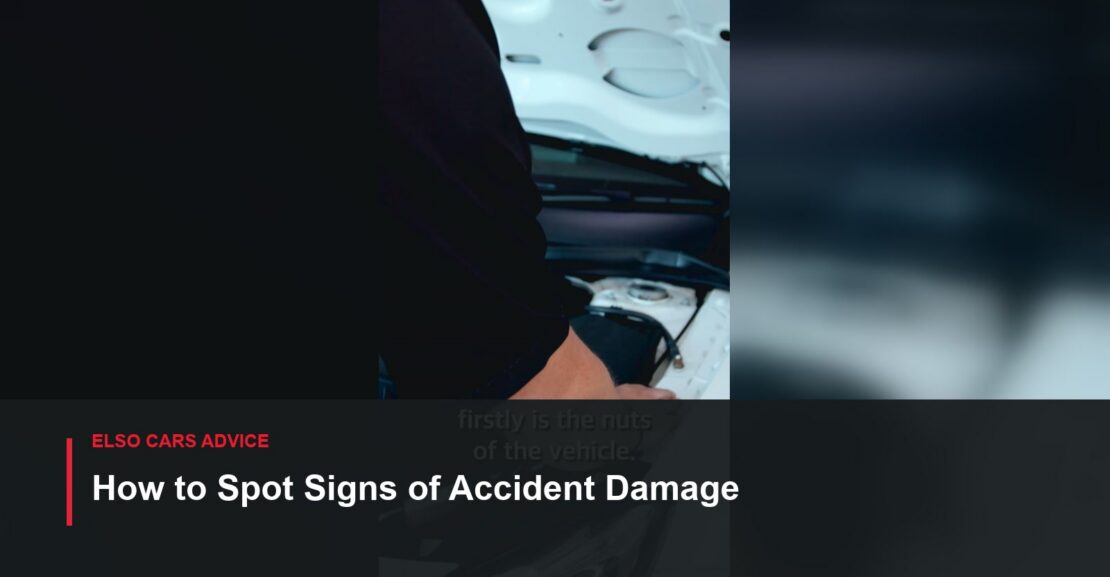 Elso Cars team member showing where to inspect a used car for signs of accident repairs.